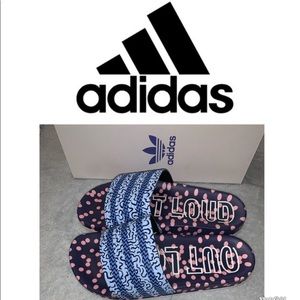 NWT Adidas Out Loud Colorful Printed Slides